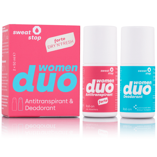 sweatstop duo přípravky proti pocení v podpaží antiperspirant deodorant pro ženy dámský zvýhodněný set 2x50ml