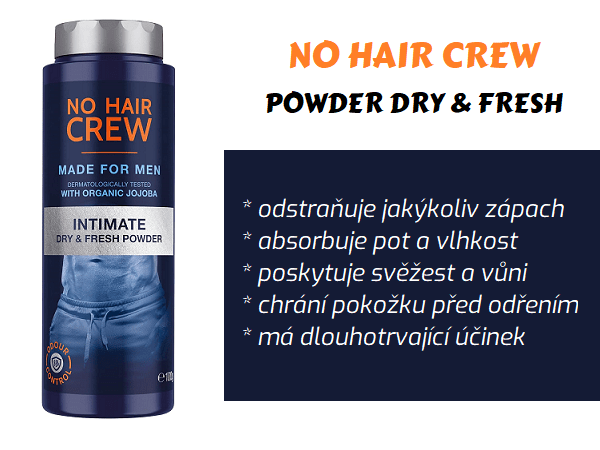 no hair crew powder dry fresh výhody produktu intimní hygiena pro muže tělový pudr